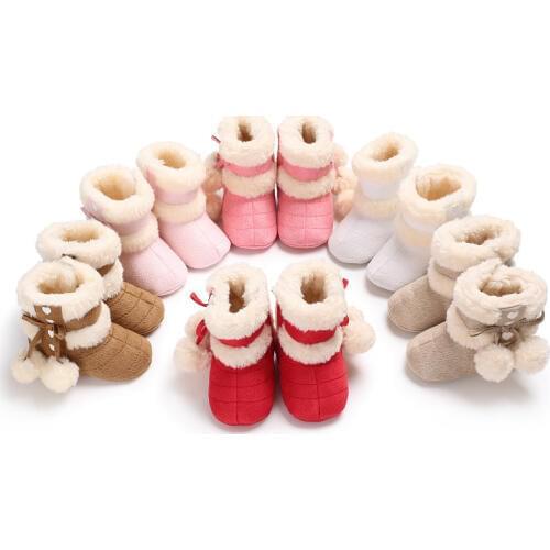 Winter 0-1 year old female baby plus velvet soft bottom anti-skiing boots baby toddler shoes