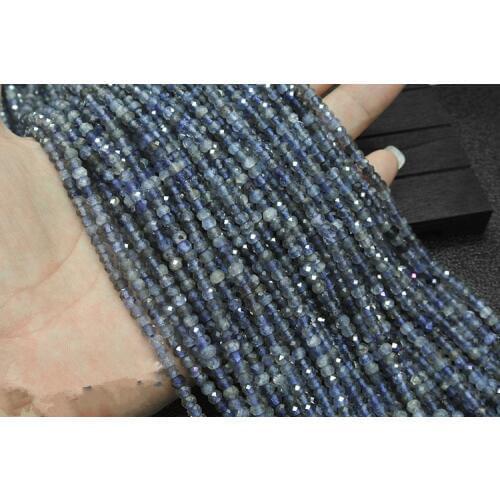 Loose beads Iolite roundel faceted blue 2*4mm 14" for DIY jewelry making FPPJ wholesale beads nature gem stone