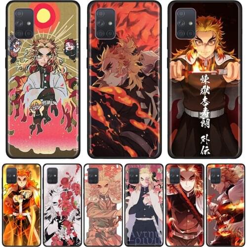 Demon Slayer Rengoku Kyoujurou Phone Case for Samsung A50 A51 A70 A71 A30 A21S A20e A10 A10S A72 Case Black Silicone Coque