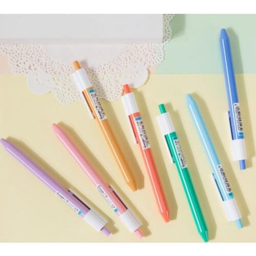 Kinbor Color Gel Pen Macaron Pack of 12 Can Click Ball Pen 0.38mm Simple Girls Heart for Student Black Ink Ball Pen