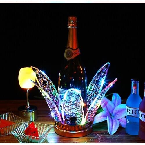 Lotus flower rechargeable LED Luminous Beer Wine Holder Glowing Champagne Cocktail Drinkware Holder disco party bar accessories