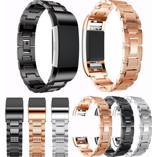 For Fitbit Charge 2 Three beads I-belt Watch Bands For Fitbit Charge 2 Watch Strap Metal Watch Band Strap Wrist Watches Bracelet