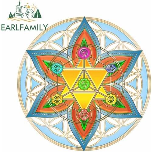 EARLFAMILY 13cm x 12.3cm for Mandala Pattern Waterproof BumperCar Stickers VAN Decals Laptop Personality Anime Vinyl Car Wrap