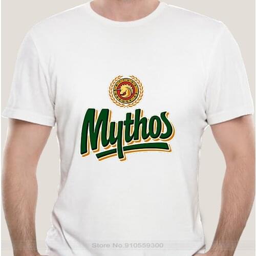 Cotton tshirt men summer fashion t-shirt euro size New MYTHOS GREEK BEER LOGO BLACK WHITE T-SHIRT SIZE S - 5XL