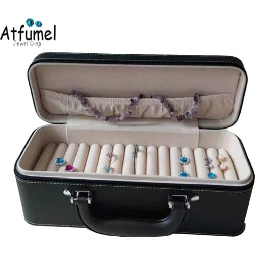 Fashion Bangle Jewelry Travel Suitecase PU Jade Bracelet Ring Jewelry Display Storage Box Stud Cufflink Organizer Business Box