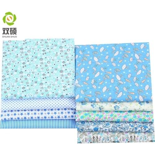 Cotton Fabric BLUE Seriers Patchwork Fabric Fat Quarters Bundle Sewing For Fabric 9pieces/lot 50x50cm