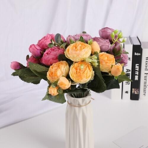 1 pieces Artificial rose bouquet Christmas decorations for home Wedding decoration Rose flowers Multi-flowered plants Bonsai DIY