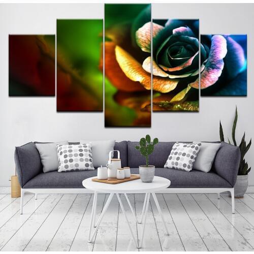 Canvas Painting Colorful Roses DIY Wall Art Pictures 5 Pieces Modular Wallpapers Poster Framework Print living room Home Decor