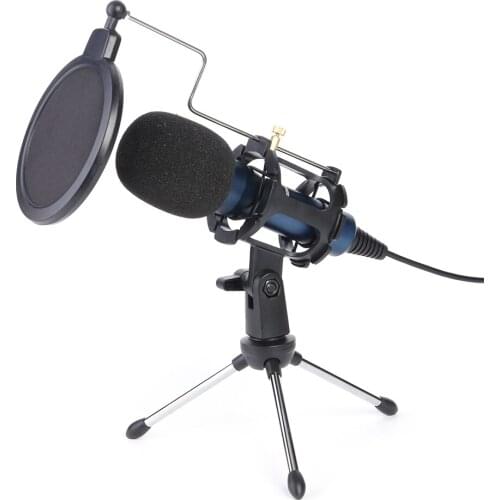 USB Condenser Microphone Chatting Gaming Podcast Recording with Shock Mount Tripod Filter for Recording Gaming