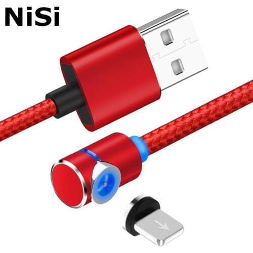 Round 1M 2M L-Line 90 Degree 8PIN IOS USB LED Magnetic Cable Charger for iPhone 5 6 7 8 Plus X Fast Charging Nylon Cords Charger