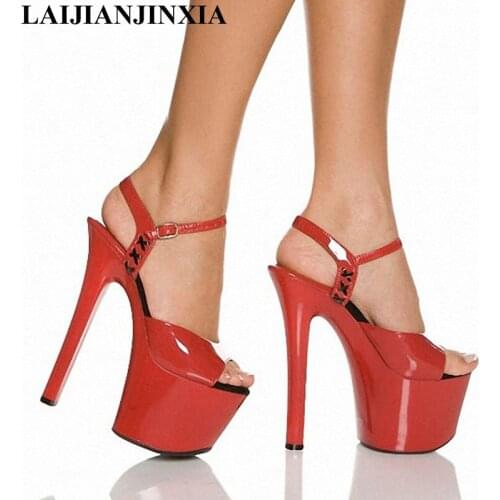 LAIJIANJINXIA super high heels 17cm Thin Heels sexy performance Clubs appeal colourful shoes Womens shoes Fashion Party Sandals