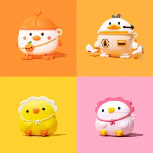 Cartoon Anime Cute Chicken For Airpods Pro Case With Keychain Silicone Cover 3D Headphone Case Protective For Airpods 1 2