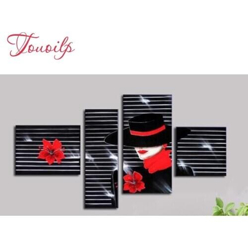 4PCS 5D DIY Diamond Painting Beauty Flower Embroidery Full Square 3d Diamond Cross Stitch Rhinestone Mosaic Painting home Decor