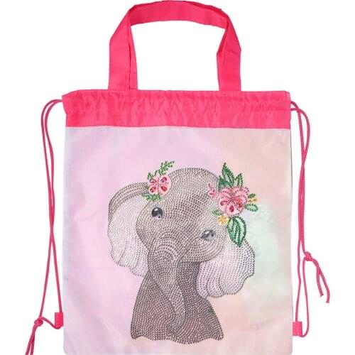 New 5D Mosaic Drawstring Backpack DIY Special Shape Diamond Resin Painting Kit Girls Casual Rhinestone Small Knapsacks Gifts