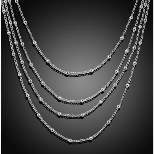 Wholesale silver color jewelry European style popular Women lady cute Charms beads chain necklace fashion Valentines Day gift