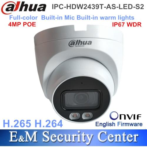Original Dahua IP 4Mp IPC-HDW2439T-AS-LED-S2 Replace IPC-HDW4433C-A Lite Full-Color Built-in Mic Dome Eyeball Network Camera