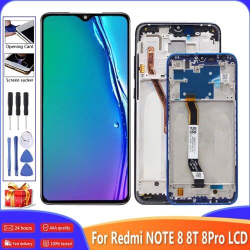 Original For Xiaomi Redmi Note 8 8T LCD Display 10Touch Screen Digitizer For Redmi Note8 Pro LCD With Frame Assembly Replacement
