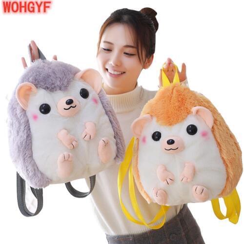 30cm*28cm Cartoon Hedgehog Plush Backpacks Stuffed Toys Baby bag Plush Schoolbag For Kids Girls Birthday Gifts