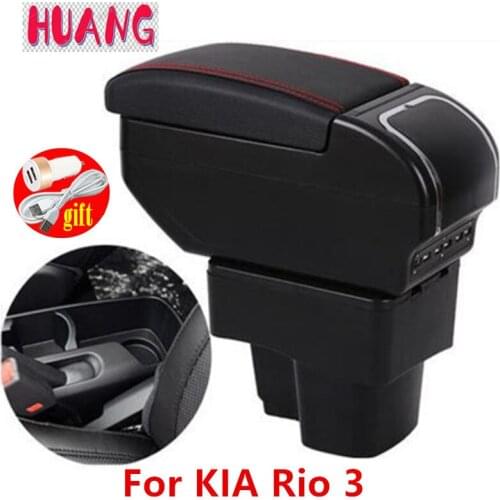 Armrest box For KIA Rio 3 2011-2016 with USB Charging ashtray cup holder Rotatable Center Centre Console Storage box