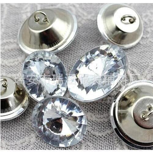 5 Pcs Sofa Button Clear Crystal Diamond Rhinestone DIY Sewing Craft Decor 30mm