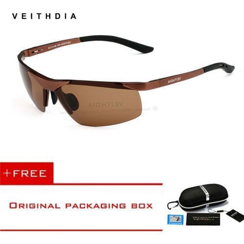 VEITHDIA Aluminum Magnesium Mens Polarized Rimless Sun glasses Sports Male Eyewear Sunglasses Goggle Oculos shades For Men 6501