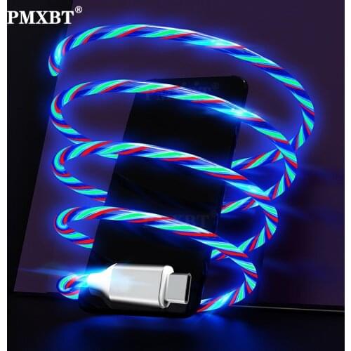 Glowing LED lighting Cable 3A Fast Charging Cable Micro USB Type C High Speed Data Transfer Cables Flowing Light LED USB C Cord