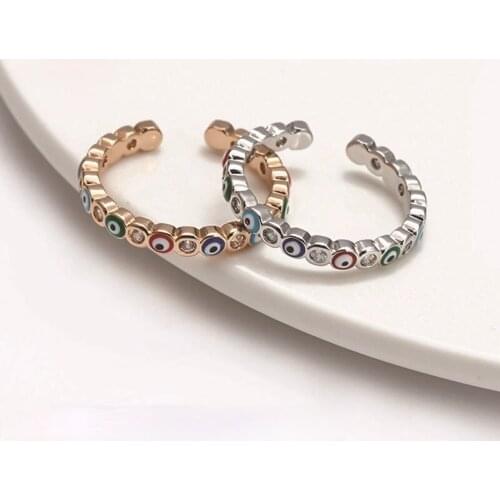 Bohemian Devils Eye Ring Retro Turkey Blue Eye Opening Ring Personality Girl Womens Hip Hop Party Jewelry Accessories