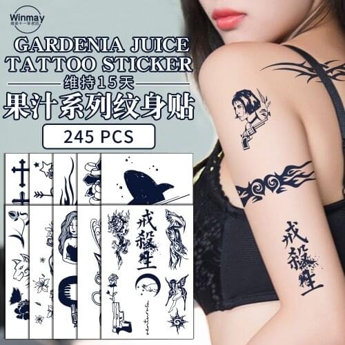 Juice ink Waterproof Temporary Tattoo Sticker Death Eaters Dark Mark Rose Flower Flash Semi-permanent Tatoo Body Art Fake Tatto