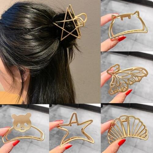 Fashion Hollow Geometric Metal Hair Claw Barrettes For Women Vintage Hair Clips Headband Hairpin Ornaments Hair Accessories