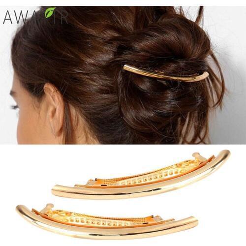Women Fashion Hair Clips Girls Metal Gold/Silver Plated Plain Big Hairgrip Hair Accessories Fashion Barrettes Solid Hendband