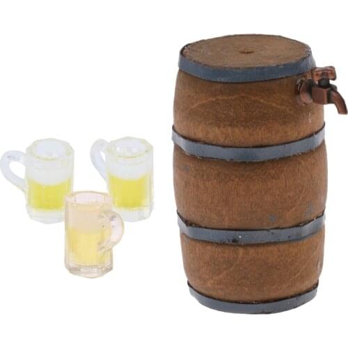 1:12 Dollhouse Beer Mug +Dollhouse Miniature Beer Barrel Beer Mug