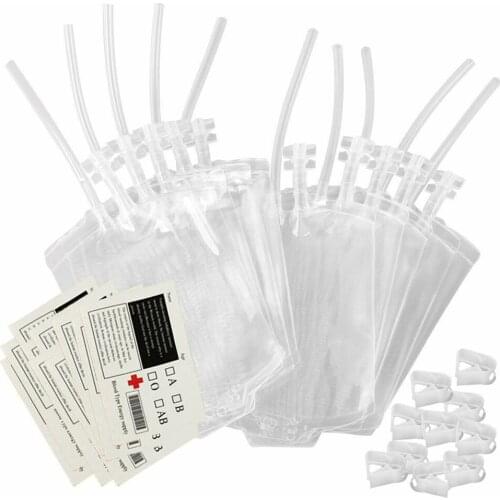 10pcs 400ML Halloween Reusable Blood Drink Bags Pouch Props Party Cosplay Drink Container Beverage Bag Decor Prop Supplies