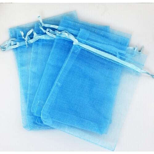 11x16cm (4.33"x6.29") Light Blue Organza Bags Wedding Favour Gift bag Jewelry pouches100pcs