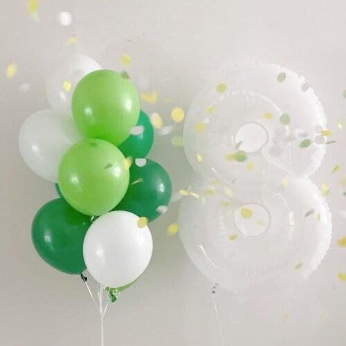 1st Kids Birthday Green Balloon Bouquet White Number Balloon Wedding Balloon Digital Golobs Forest Animal Party Figure Ballon