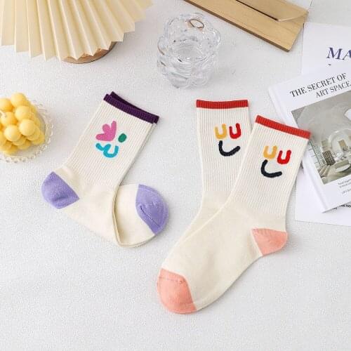 2021 New White Smiley Funny Socks Womens Cute Cartoon Embroidery Harajuku Streetwear Lazy Socks Fashion Japan Korea Cotton