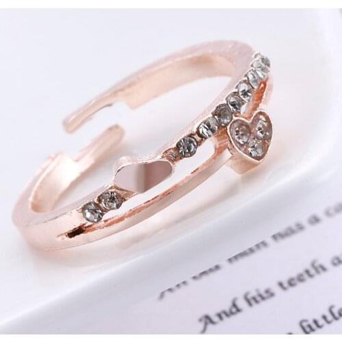 2021 New Zircon Opening Adjustable Women Ring Accessories Heart Love Engagement Ring Jewelry Luxury White Gold Couple Ring