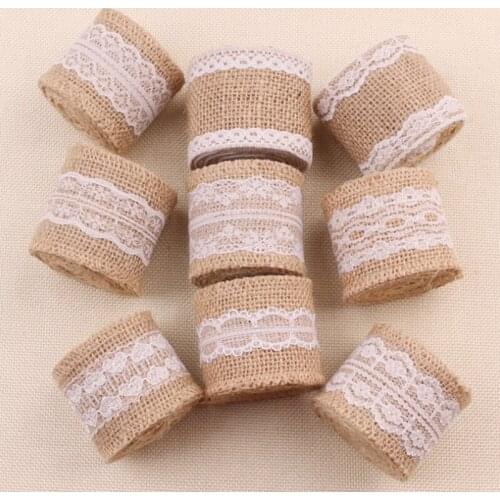 5cm*2M Natural Jute Burlap Ribbon Rustic Vintage Wedding Decor Hessian Lace Roll DIY Bag Gift Festival Party Supplies