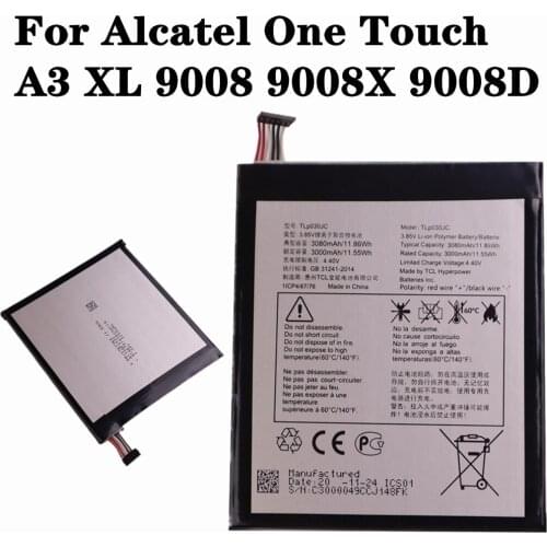 3000mAh TLP030JC Battery For Alcatel One Touch A3 XL 9008 9008X 9008D Phone Replacement Battery