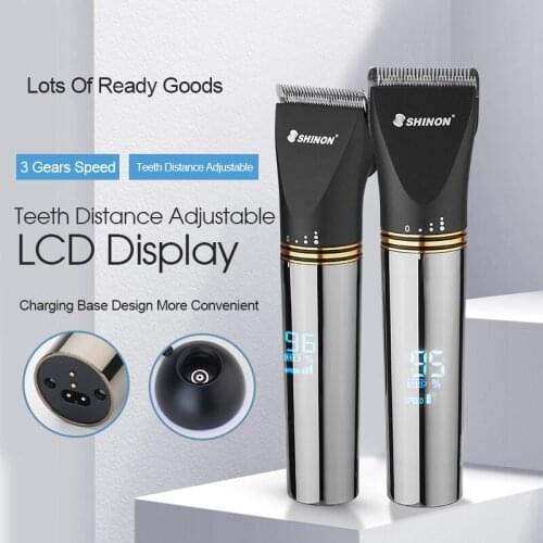 Rechargable Hair Clipper Perforession LCD display Hair cut machine With base Trimmer for men Mens shaver adjustable pitch