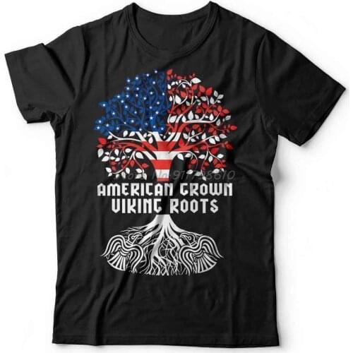 American Viking T-Shirt Vikings Heritage Roots T-Shirt Usa America Tee Shirt MenS Lastest Simple Style Design Men T-Shirt