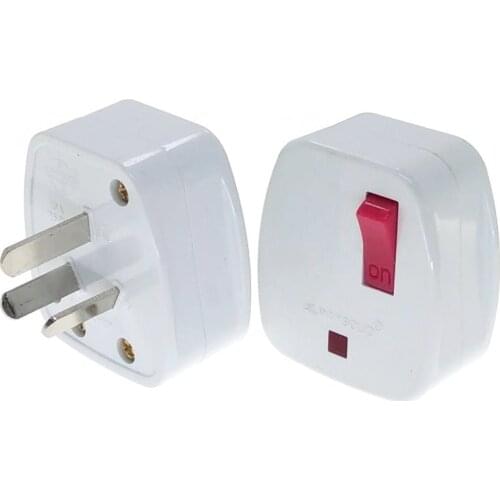 Australian, New Zealand China 3-Pin DIY Rewireable Plug 250V 10A w/ Main Power Switch LED Indicator