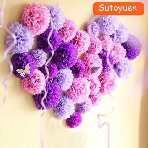Free Shipping 1000 pcs 4'' 10cm Tissue Paper Pom Pom Flower decoration wedding pom poms honeycomb paper garland paper lantern