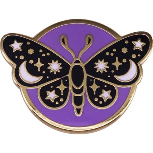 Celestial butterfly brooch crescent moon and stars witchy pin gorgeous accessory