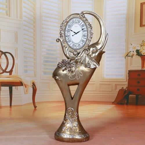 Zq European Style Quartz Clock Retro Elephant Clock Resin Vertical Bell Living Room Floor Clock