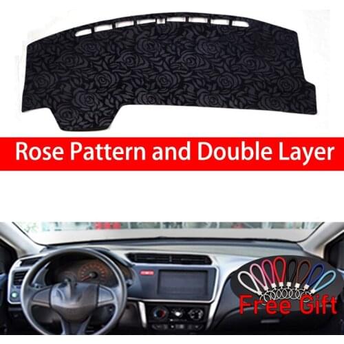 Rose Pattern For Honda city 2015 2016 2017 2018 Dashboard Cover Car Stickers Car Decoration Car Accessories Interior Car Decals