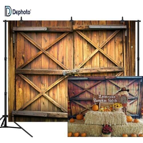 DePhoto Wooden Barn Door With Lock Pictorial Cloth for Holiday Party Customized Photography Backdrop Background Studio WXL17