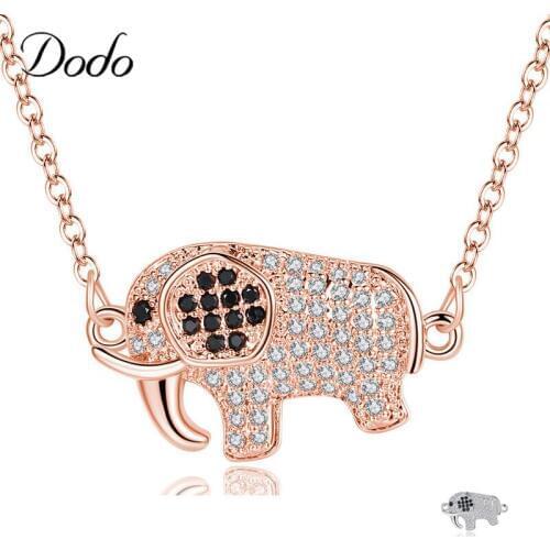 DODO Fashion Link Necklaces Cute Elephant Geometric Pendant Necklace 2 Colors Woodland Elephant Animal Jewelry Collar Gifts N331