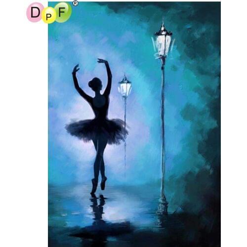 DPF The ballet under street lamp 5D needlework diamond mosaic square home decor diamond embroidery diamond painting cross stitch