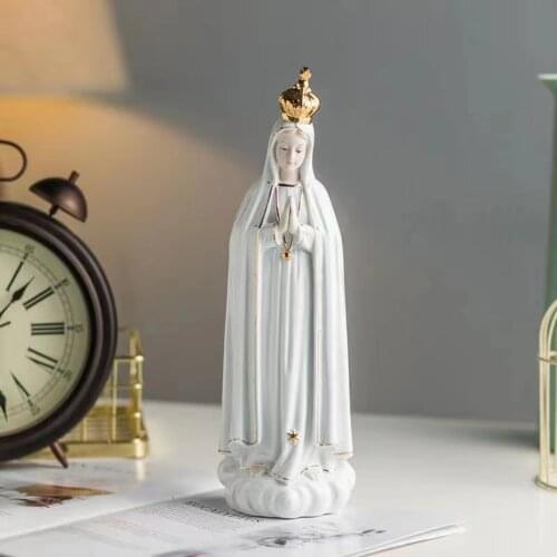 Porcelain Saint Virgin Fatimah Blessed Sculpture Exquisite Ceramic Good Faith Artwork Figures Home Room Desk Decoration Statute