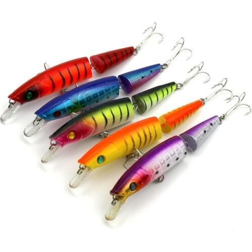 HENGJIA 10pcs 14CM 20.2G 4#hooks jointed Minnow Fishing Lures Hard plastic fishing Baits isca pesca bass wobble fishing tackles